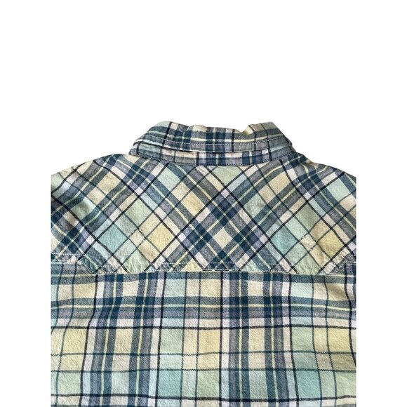 Levi's soft feel Shirt Yellow Green Plaid Men's Small Long Sleeve Cotton Casual - Picture 9 of 11